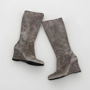 Born Suede Knee High Wedge Boots Women’s Size 7 Gray